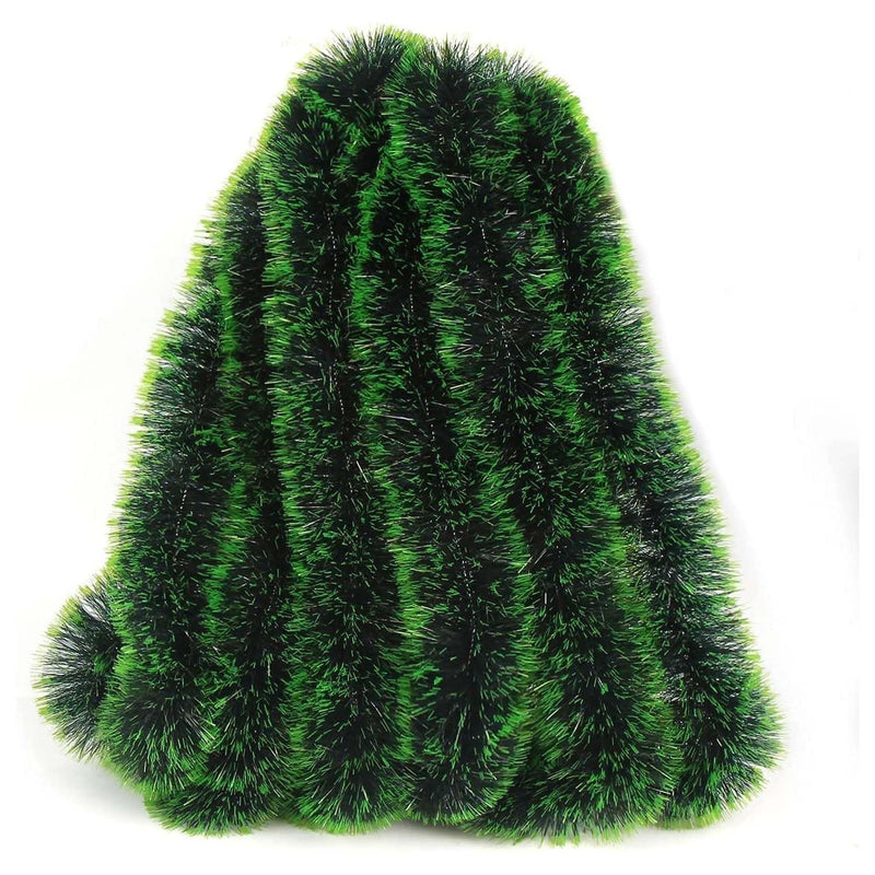 GoHooked green and white dual-tone plastic tinsel garland for Christmas tree and home decor. 180cm length.