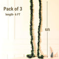 GoHooked Set of 3 green tinsel garlands, 6ft artificial Christmas decoration for trees and home decor.