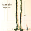 GoHooked pack of 5 green tinsel garlands, 6ft artificial Christmas decoration for trees and home decor.