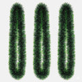 GoHooked Set of 3 green plastic tinsel garlands for Christmas tree and home decor. Each garland is 180 cm long.
