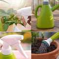 GoHooked green 1L plastic watering can with spray bottle and shower head for indoor plants.