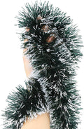 GoHooked green and white tinsel Christmas garland, artificial decoration for trees and home decor.
