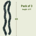 GoHooked Set of 3 green and white tinsel garlands, 6ft each, for Christmas decoration.