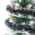 GoHooked Set of 3 green and white tinsel garlands with red berries and gold baubles on a Christmas tree.