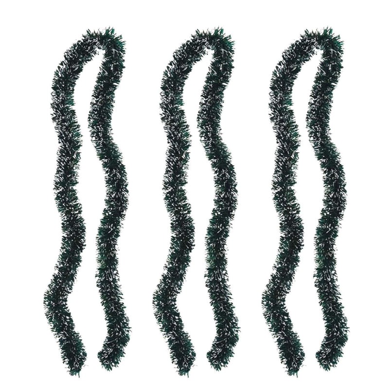 GoHooked Set of 3 green and white tinsel garlands, 180cm each, for Christmas tree and home decor.