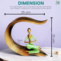 Go Hooked green polyresin meditating yoga woman statue with gold leaf accent. 22cm tall.