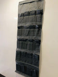 GoHooked grey non-woven fabric 20-pocket over-the-door organizer for shoes, accessories, or household items.