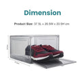GoHooked premium grey clear acrylic stackable shoe box with magnetic drop-front door, holds sneakers.