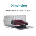 Go Hooked grey acrylic sneaker display box with magnetic front door, stackable and dustproof.