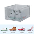 GoHooked grey acrylic shoe box with magnetic front door, stackable sneaker display and organizer. Holds sneakers, heels, or loafers.