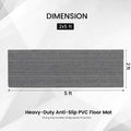 GoHooked grey heavy-duty anti-slip PVC rubber bathroom mat, 2x5 ft, with quick-drain honeycomb structure.