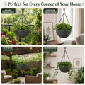 GoHooked grey textured polymer hanging planter pot with metal chain, 7 inch round bowl design for indoor/outdoor use.
