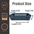 Go Hooked grey plastic storage basket with ventilation holes, 24cm L x 13cm W x 7cm H. BPA-free and food-grade.