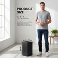 GoHooked tall square grey polymer planter with ribbed design, 10x16 inches, for indoor/outdoor plants.