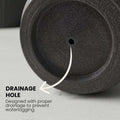 GoHooked 12 inch grey polymer planter with drainage hole, ideal for indoor/outdoor plants.