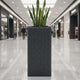 Go Hooked Grak Pot 14×30 Inch Grey | Extra Large Tall Square Polymer Planter with Granite Ribbed Texture | Decorative Plastic Flower Pot for Indoor Outdoor Plants, Balcony Corners & Home Garden Décor