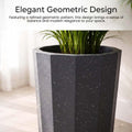 GoHooked modern grey speckled polymer planter pot with faceted design and drainage tray, 14.5 inch