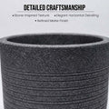 GoHooked 10 inch grey polymer planter pot with textured ribbed design and matching tray. Ideal for indoor/outdoor plants.