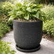 Go Hooked Ripper Round Planter Pot with Tray (18Inch, Grey) | Heavy-Duty Polymer & Plastic Pot with Textured Ribbed Finish | Large Decorative Flower Planter for Indoor Outdoor Garden & Balcony Décor