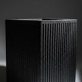 GoHooked tall square grey polymer planter with ribbed texture, 14x30 inches, for indoor/outdoor plants.