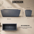 GoHooked grey rectangular polymer planter pot with ribbed texture, 36 inches long, featuring a built-in drainage hole for healthy plant roots.