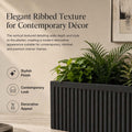GoHooked grey rectangular polymer planter pot with vertical ribbed texture, 24x12 inches, for indoor/outdoor use.