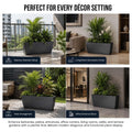 GoHooked grey rectangular polymer planter pot with ribbed texture, 24x11 inches, for indoor/outdoor use.
