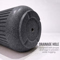 GoHooked grey ribbed polymer planter pot with drainage hole and matching tray, granite speckled design.