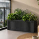 Go Hooked Rectangular Planter Pot (24x12) Inch | Grey Ribbed Design Plastic Flower Pot for Indoor Outdoor Balcony Garden Window Railing Patio | Polymer Decorative Plant Container