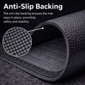 GoHooked grey rubber door mat with anti-slip textured backing and ribbed surface for trapping dirt and moisture.