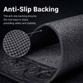 GoHooked grey rubber door mat showing the textured anti-slip backing and decorative border detail