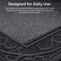 GoHooked grey rubber door mat with pebble texture and decorative border for dust control and anti-slip grip