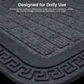 GoHooked grey rubber door mat with ribbed texture and decorative border for trapping dirt at home entrances.