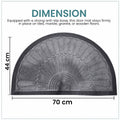 GoHooked grey rubber half circle door mat with sunburst pattern and anti-slip base, measuring 70x44 cm.