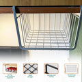 GoHooked grey steel undershelf basket, 8" small wire storage for kitchen cupboards.