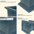 GoHooked grey square plastic Tulsi pot with Om & Swastik design, drainage hole, and strong rim.