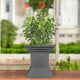 Go Hooked 16 Inch Tulsi Pot Traditional Decorative Planter Perfect for Home and Pooja Decor, Balcony, and Garden | Durable Weather-Resistant Grey