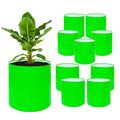 GoHooked set of 10 green 12-inch heavy-duty grow bags for gardening. One bag shown with a plant.