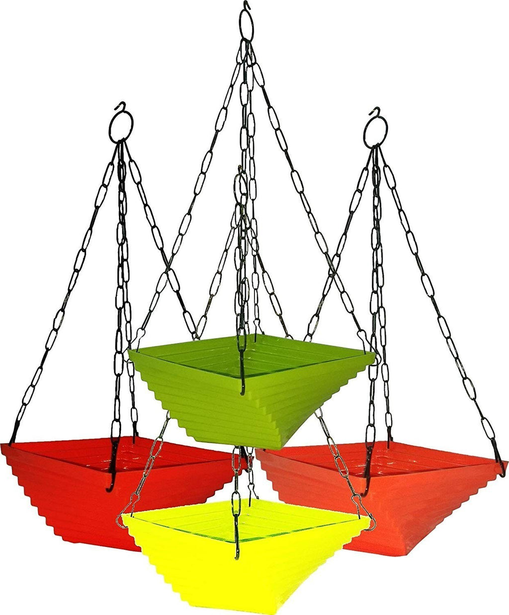 GoHooked multicolor plastic hanging planters, 9 inch, set of 6, modern style, lightweight, for indoor/outdoor use.