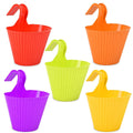 GoHooked multicolour plastic hanging lily planters, pack of 5. Ideal for balconies and patios.