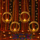 Go Hooked Hanging Round Metal Tealight Candle Holder with Chain Set of 4pcs Handcrafted Floral Cut Design Candle Stand for Diwali, Mandir, Table DÃ©cor â€“ Matte Gold Finish Decorative Diya Holder