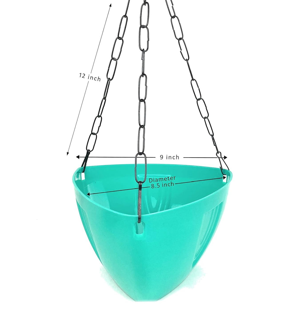 Go Hooked multicolor plastic hanging triangular planter with metal chain, 8.5 inch diameter, rust resistant