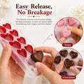 GoHooked flexible silicone heart-shaped mold showing easy release of chocolate and soap hearts for baking and crafts