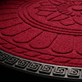 GoHooked Imperial Lotus red rubber half circle door mat with embossed floral pattern and anti-slip border.