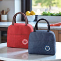 GoHooked pack of 2 insulated lunch bags, one blue and one wine red, made of Oxford cloth with thermal lining and handles.