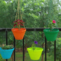 Go Hooked Juhi set of 6 multicolor plastic hanging plant pots with textured finish, 9 inch size.