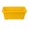 GoHooked Jupiter rectangular plastic plant pot, orange, with ribbed sides and a wide rim. Ideal for home or garden.
