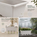 GoHooked Jupiter rectangular white plastic planter pot, 24 inch, pack of 12, for indoor/outdoor gardening.