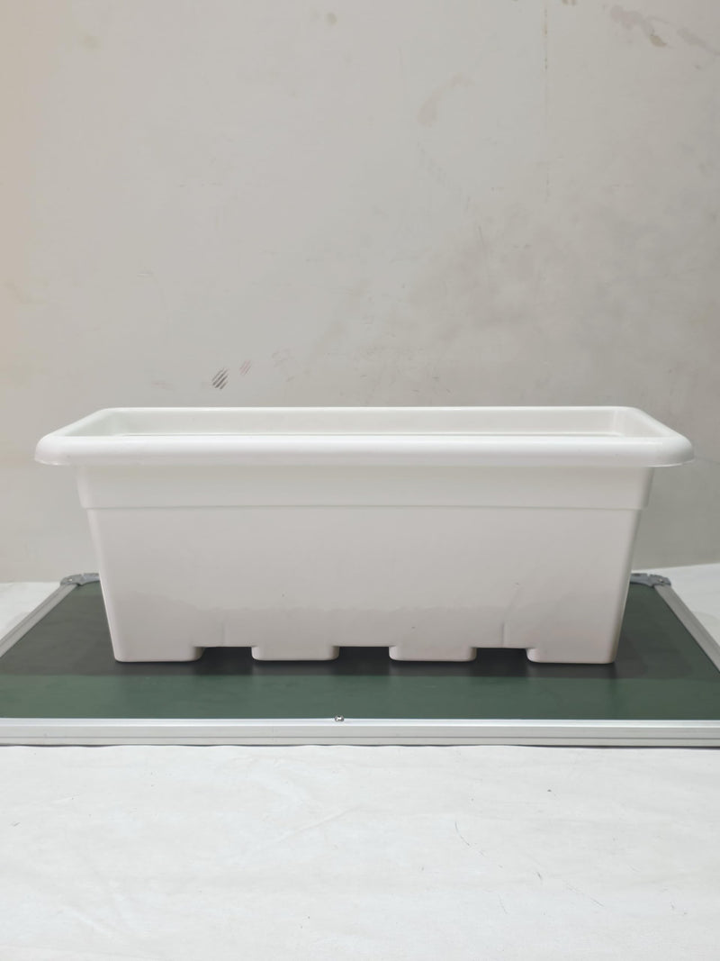 GoHooked Jupiter white plastic rectangular planter pot, 24 inch, pack of 12, for indoor/outdoor gardening.