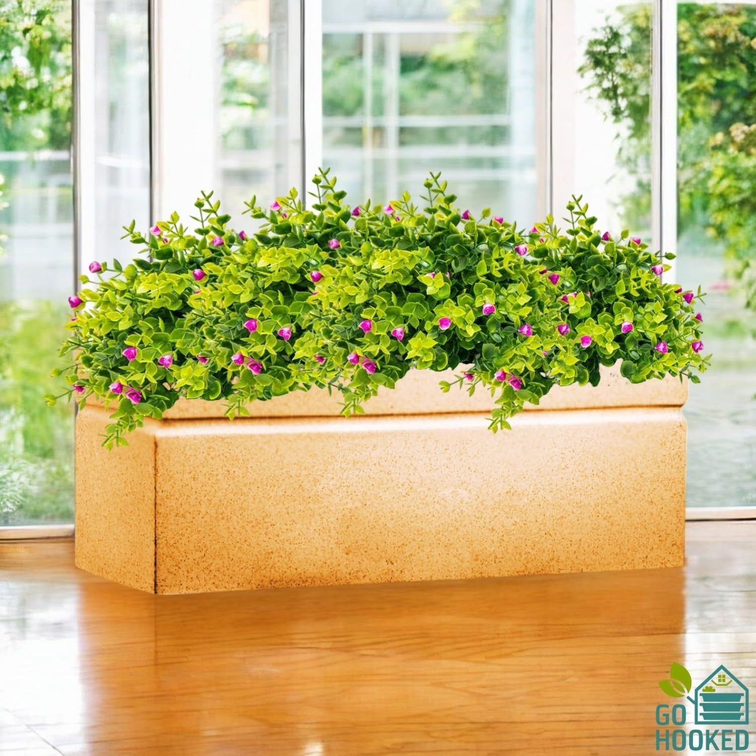 GoHooked large brown polymer planter pot with drainage hole, perfect for indoor or outdoor plants.